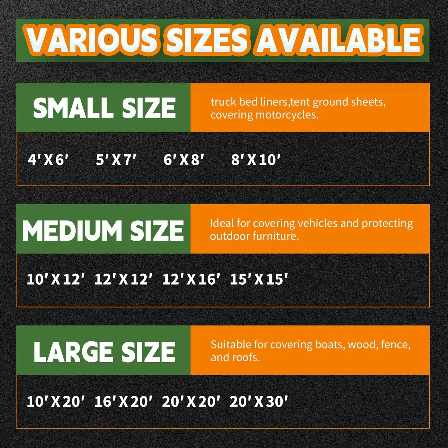 RAINDEWAY 10x12 Tarp Heavy Duty Waterproof,9Mil Thick,Large Tarps Multipurpose Poly Tarp Cover for Camping,Rain,Durable with Metal Grommets and Reinforced Edges,Finished Size Green/Black