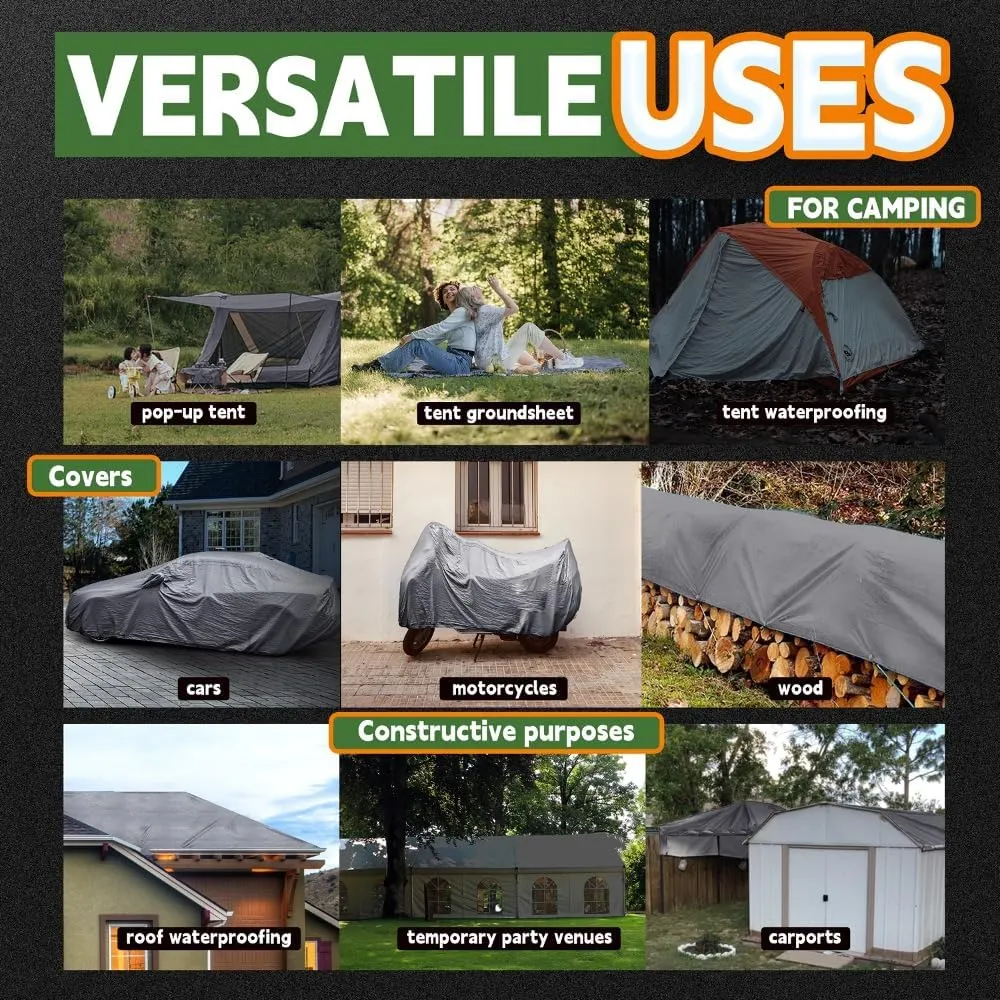 RAINDEWAY Tarps Heavy Duty Waterproof 6x8 Feet -14 Mils Super Heavy Duty Tarp with Metal Rings and Reinforced Corners and Edges, UV Resistant, Multipurpose Poly Tarp,Blue/Gray tarp