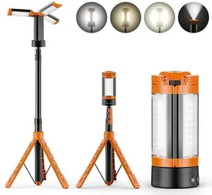 Rechargeable 10000mAh Camping Light with Telescopic Stand, Tent Light for Hiking, Fishing