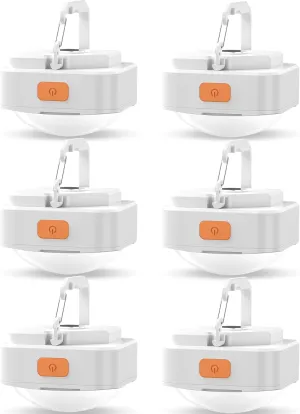 Rechargeable Camping Lights FLY2SKY 6Pcs White Tent Lights Mini Flashlight Portable LED Camping Lantern Survival Gear Camping Accessories for Hiking Backpacking Fishing Hurricane Emergency Outage