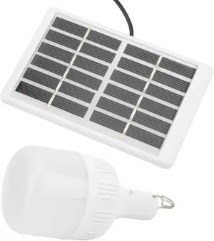 Rechargeable Light Bulb, Solar Light Bulbs for Outside Portable Rechargeable with Solar Panel for Camping Tent