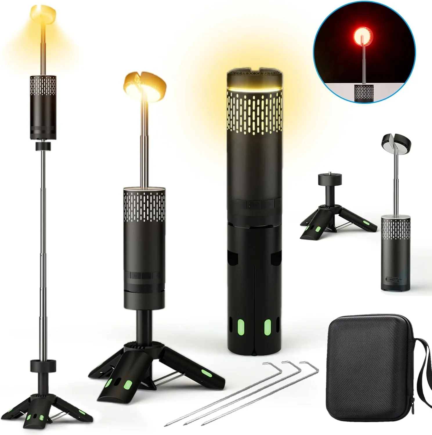 Rechargeable Telescopic Camping Lantern with Folding Stand - 10000mAh Magnetic Base, IPX5 Waterproof, Dimmable Tent Light for Power Outages, Hiking, Outdoor Adventures