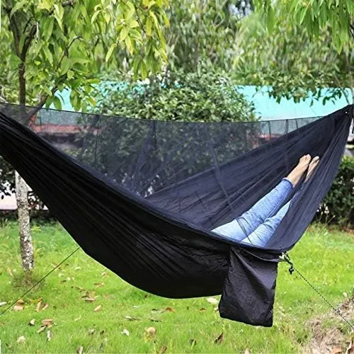 Recreation Camping Hammock with Mosquito Net and Rain Fly Tarp,Portable Parachute Tree Hammock Nylon Swing Hammocks Sun Shelter Rain Fly Gifts for Hikers