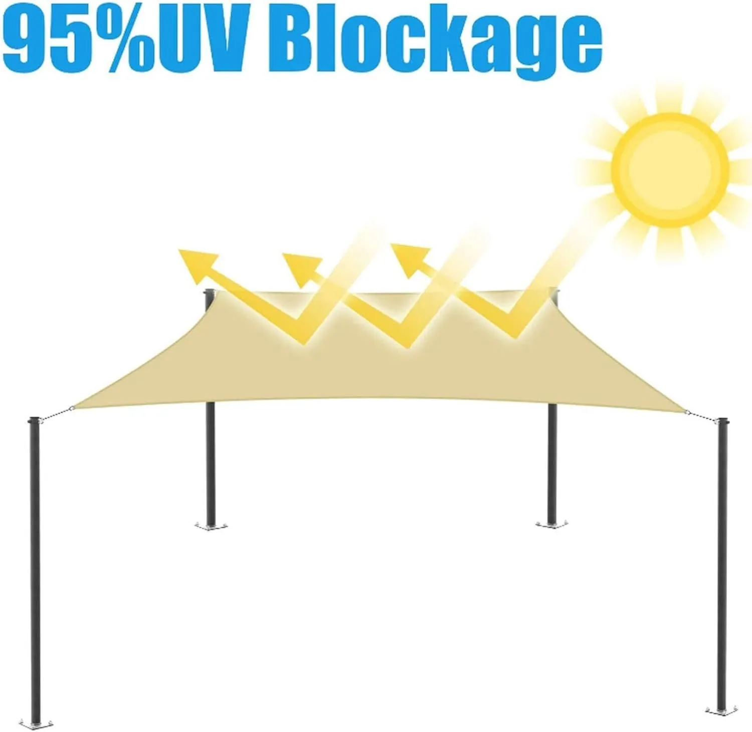 Rectangle Sun Shade Sail Waterproof UV Block Canopy for Swimming Pool, Hammock, Outdoor, Oxford Cloth Awning(Red,4mx5m)