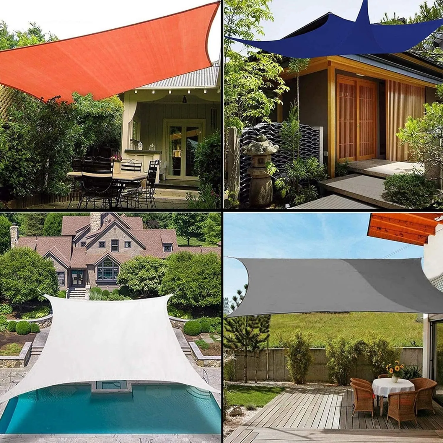 Rectangle Sun Shade Sail Waterproof UV Block Canopy for Swimming Pool, Hammock, Outdoor, Oxford Cloth Awning(Red,4mx5m)