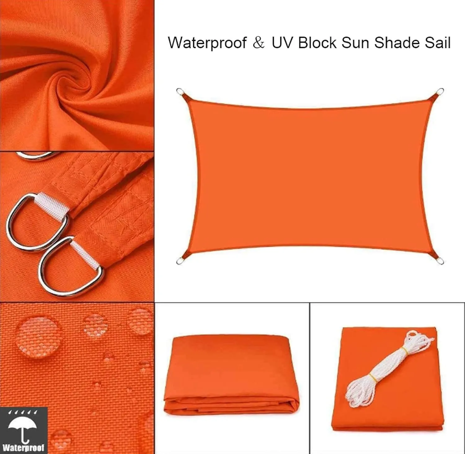 Rectangle Sun Shade Sail Waterproof UV Block Canopy for Swimming Pool, Hammock, Outdoor, Oxford Cloth Awning(Red,4mx5m)