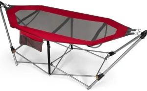 Red Portable Camping Foldable Hammock with Stand and Carry Case New