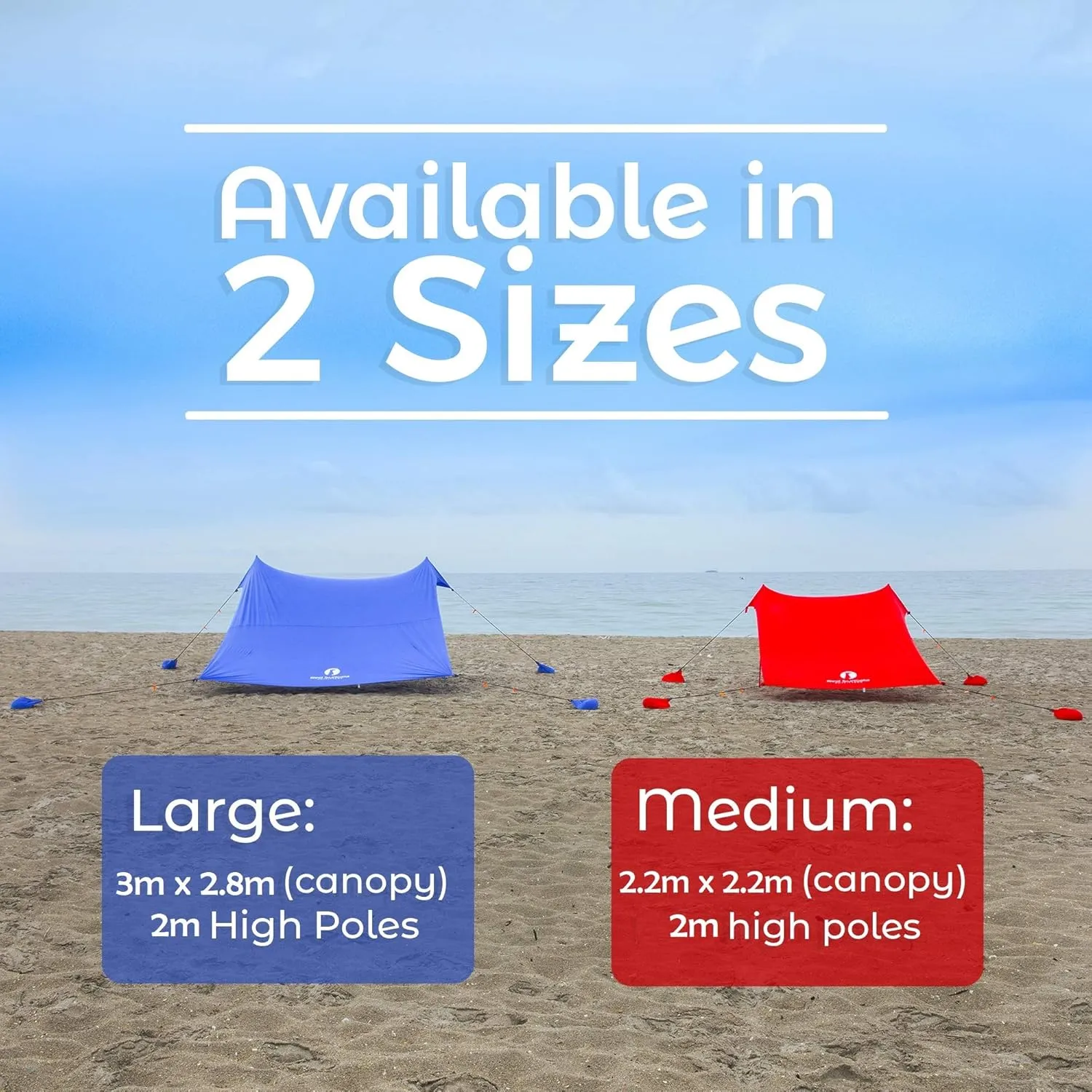 Red Suricata Family Beach Tent & Beach Canopy, UPF50 Sun Beach Shade, Sunshade with 4 Aluminum Poles, 4 Pole Anchors & Sand Shovel, Large & Portable Sun Shelter Tarp (Large, Red)
