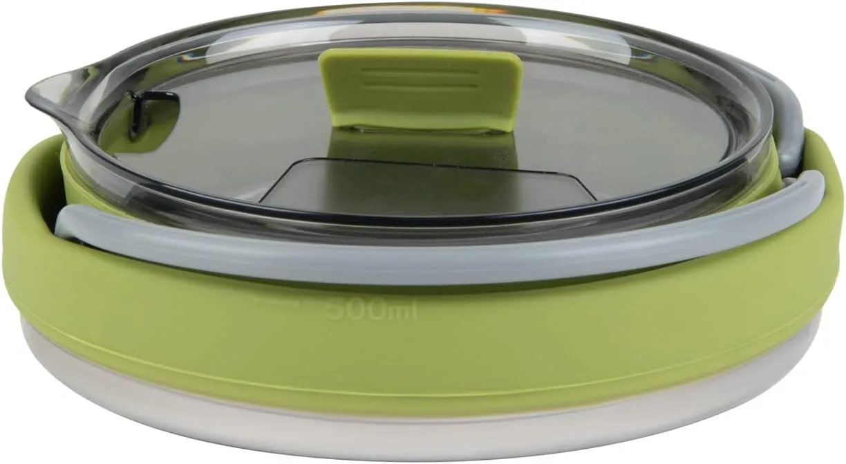Restaurantware-Hi Tek 1 Liter Collapsible Camping Kettle, 1 Portable Cook Pot - with Perforated Lid, Stainless Steel Bottom, Silicone Camping Coffee Pot, with High Heat Nylon Handles, for Travel