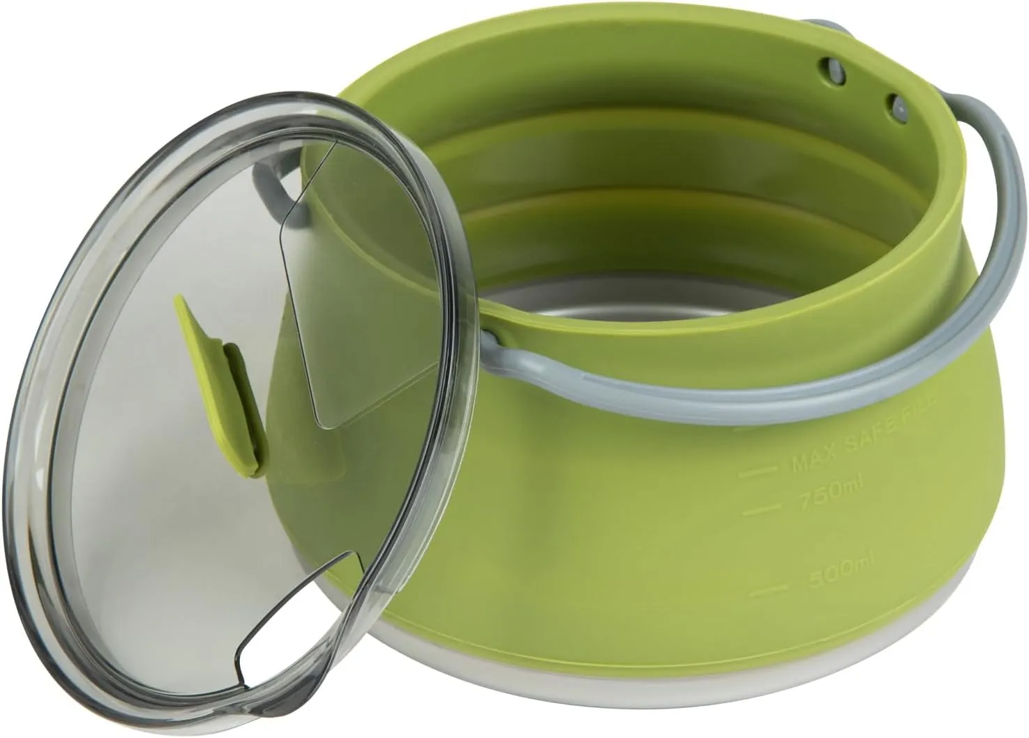 Restaurantware-Hi Tek 1 Liter Collapsible Camping Kettle, 1 Portable Cook Pot - with Perforated Lid, Stainless Steel Bottom, Silicone Camping Coffee Pot, with High Heat Nylon Handles, for Travel