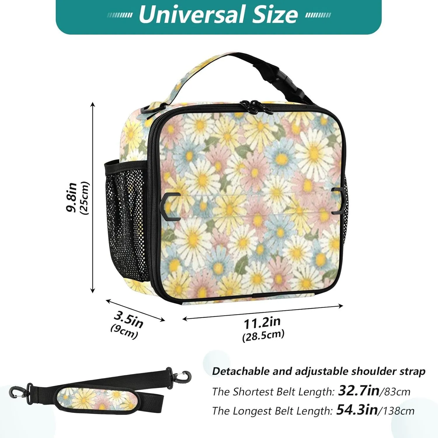 Reusable Lunch Box for Men/Women Insulated Lunch Bag Leakproof Lunchbox Freezable Lunch Cooler Bag with Adjustable Shoulder Strap Patternt 5