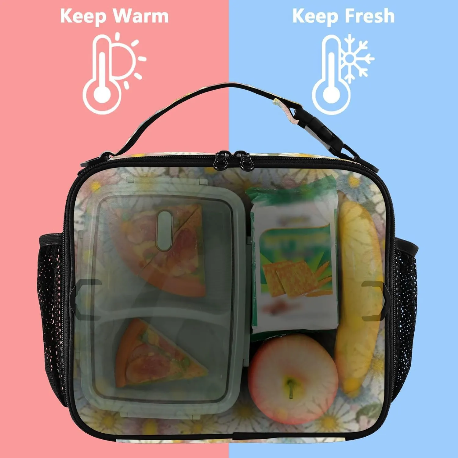 Reusable Lunch Box for Men/Women Insulated Lunch Bag Leakproof Lunchbox Freezable Lunch Cooler Bag with Adjustable Shoulder Strap Patternt 5