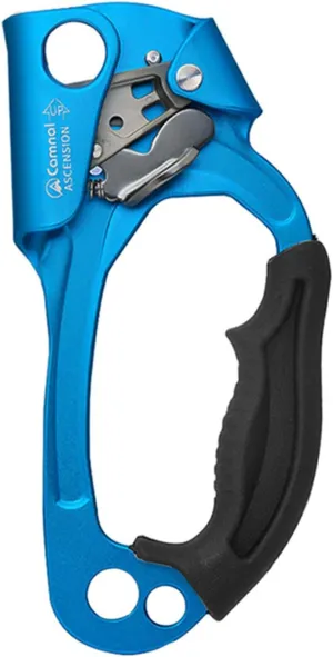 Right Hand Ascender,Strong Climbing Equipment with Ergonomic Rubber Handle and Steel Cam,Best Used with 10-13mm Rope - Sport Climber, Arborist, Mountaineering Safety Tool with Decal(Blue)