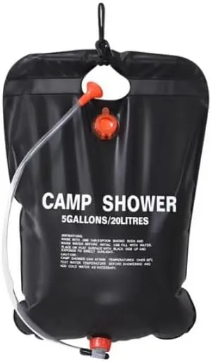 Robellian Portable Solar Camp Shower, 5 Gallon/20L Collapsible Water Container, Black