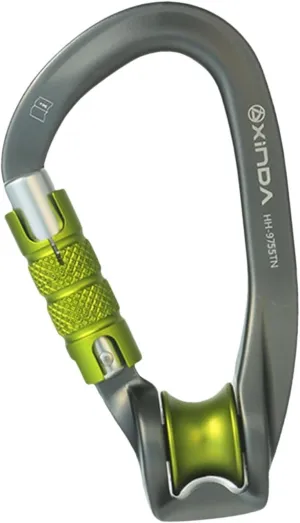 Rock Climbing Pulley Carabiner, Pulley Karabiner, Easy to Install, D Shaped Locking Screwgate for, Outdoor Sports