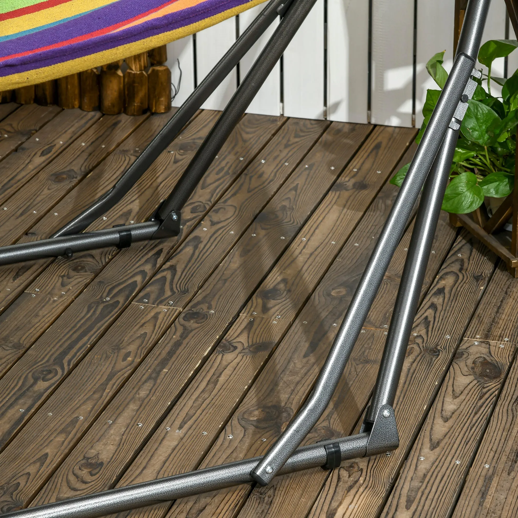 Rootz Foldable Garden Swing Hammock - Epoxy Resin - 1 Person Swing - Sturdy Metal Frame - 270cm x 100cm x 94cm