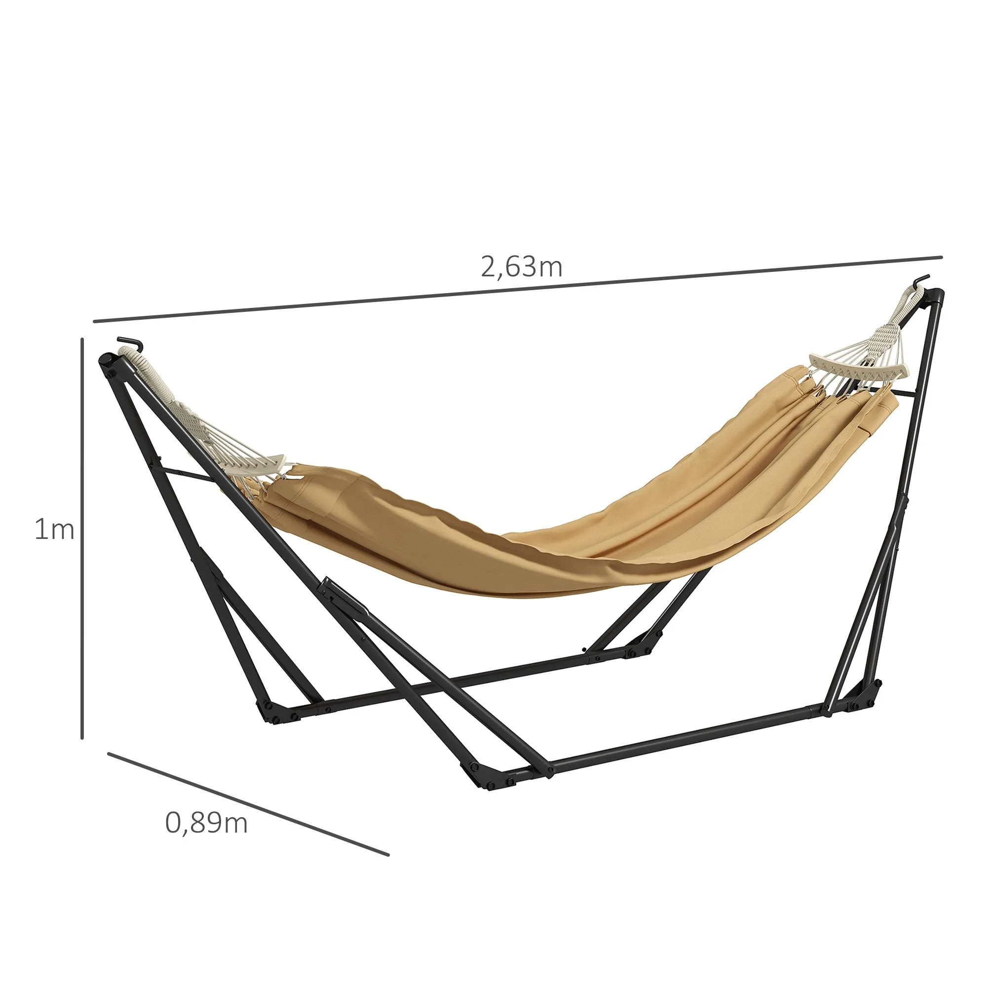 Rootz Steel Hammock Frame - Hammock Stand - Bike Rack - Weatherproof Design - 263cm x 89cm x 100cm