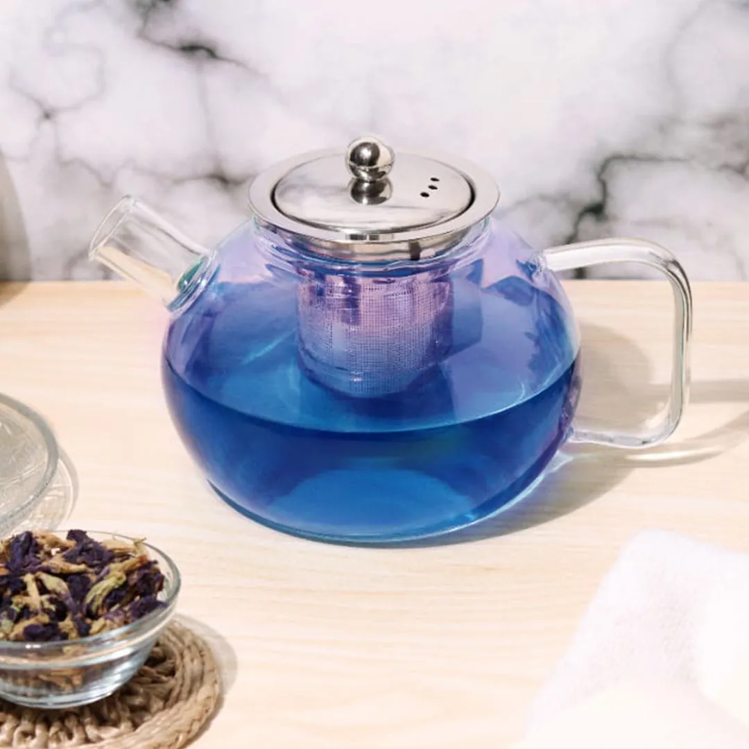 Round Glass Teapot Kettle |1000 ML with Stainless Steel Infuser
