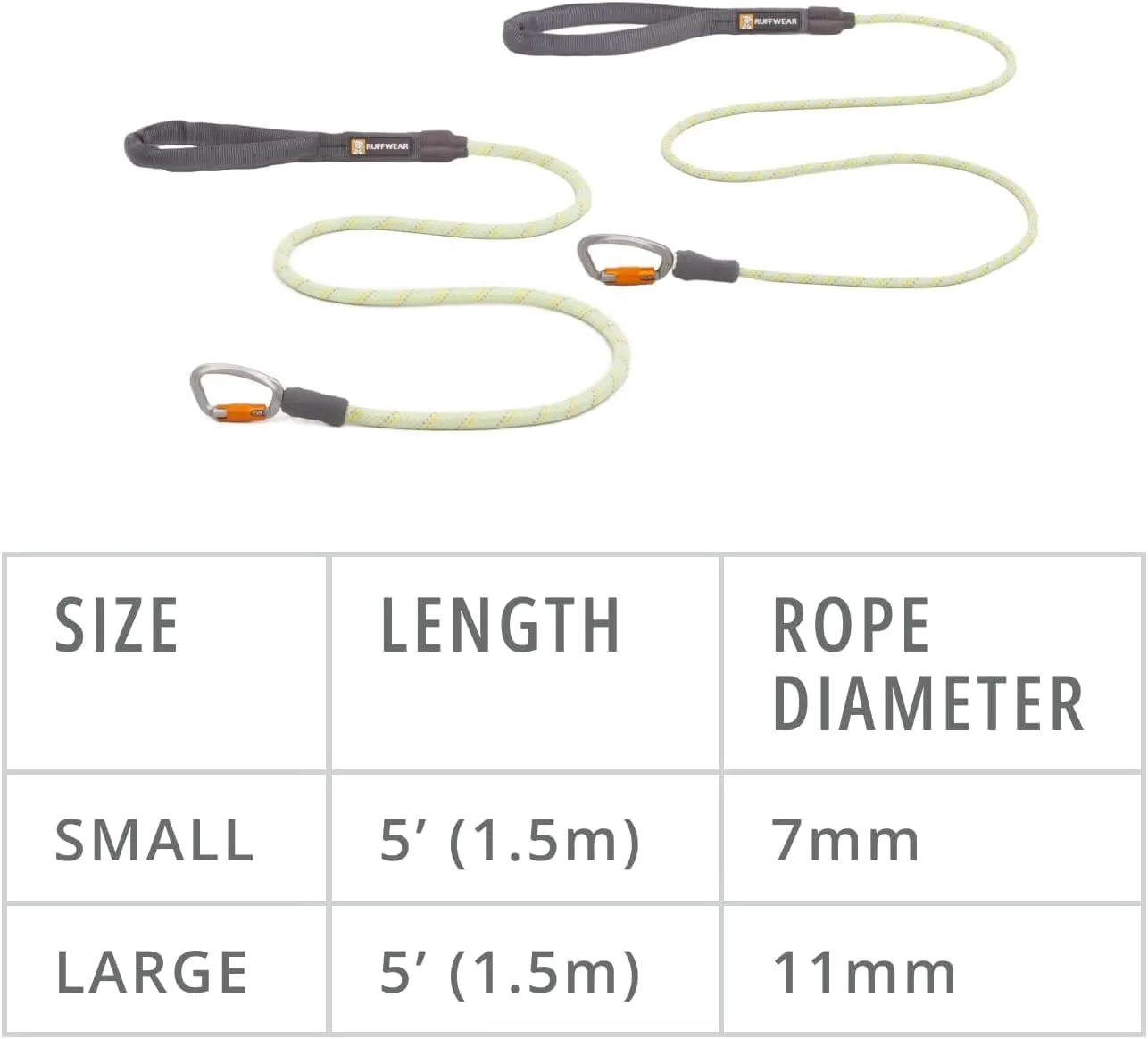 Ruffwear, Knot-a-Leash Dog Leash, Reflective Rope Lead with Carabiner, Moss Green, Small