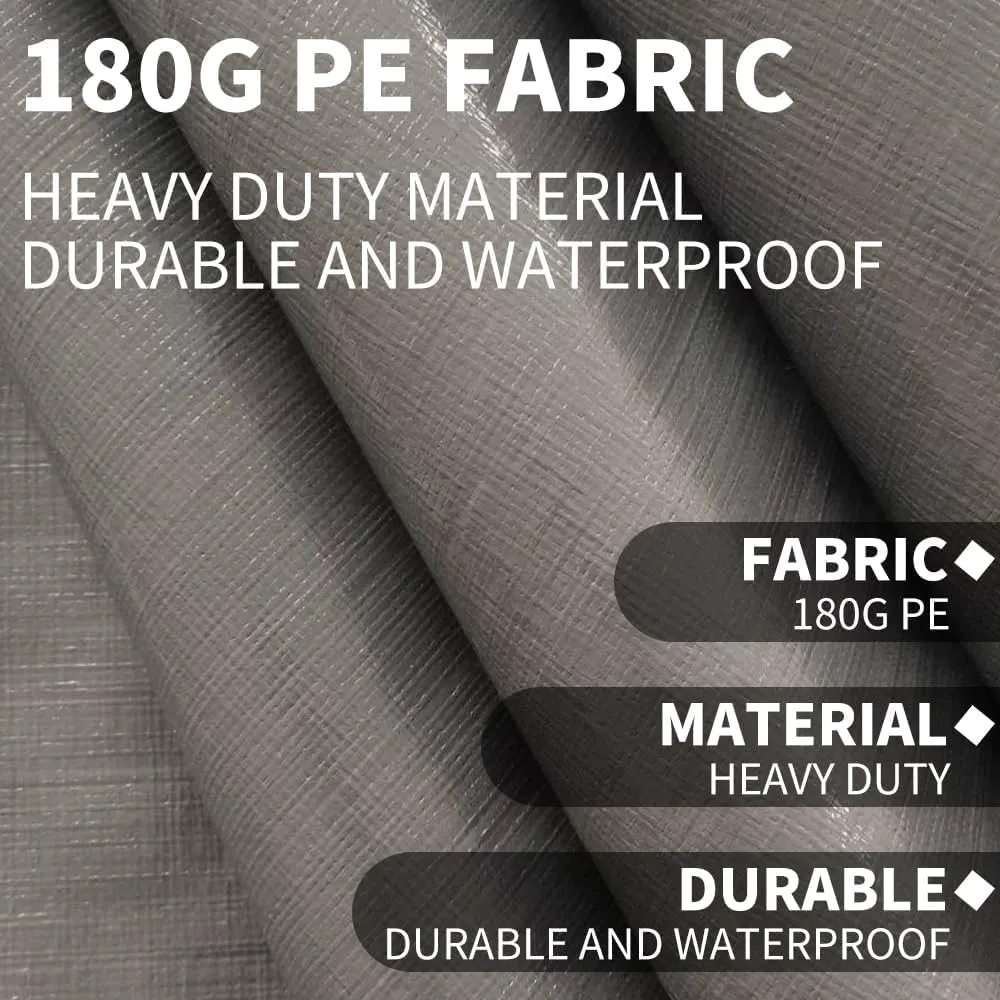 Rutile 10 x 20 FT Carport Replacement Cover, Heavy Duty Car Tarp Canopy Tent Replacement Top w/Ball Bungees Gray (Only Top Cover, Frame is not Included)