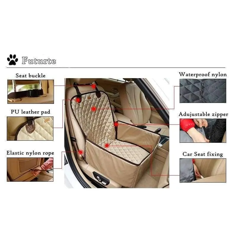 Rynx | Nylon Waterproof Travel 2 in 1 Carrier for Dogs Foldable Thick Pet Cat Dog Car Booster Seat Cover Outdoor Pet Bag Hammock