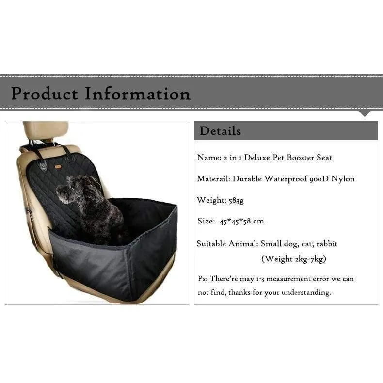 Rynx | Nylon Waterproof Travel 2 in 1 Carrier for Dogs Foldable Thick Pet Cat Dog Car Booster Seat Cover Outdoor Pet Bag Hammock
