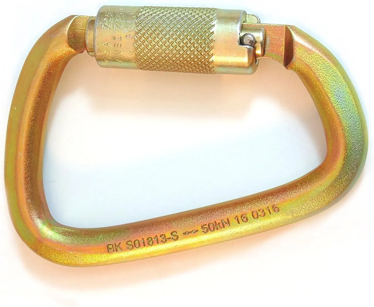 S01813-S(5) Steel Carabiner 50kn (11,200 lb) Rated, Twist Auto Lock, ANSI Certified (Qty: 5)