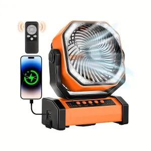 Saker Rechargeable Camping Fan-20000mAh Battery Powered Tent Fans With LED Lantern, Hanging Hook, Auto-Oscillating, Quiet Portable Ceiling Table Fan For Car Travel RV Camp Hurricane Emergency