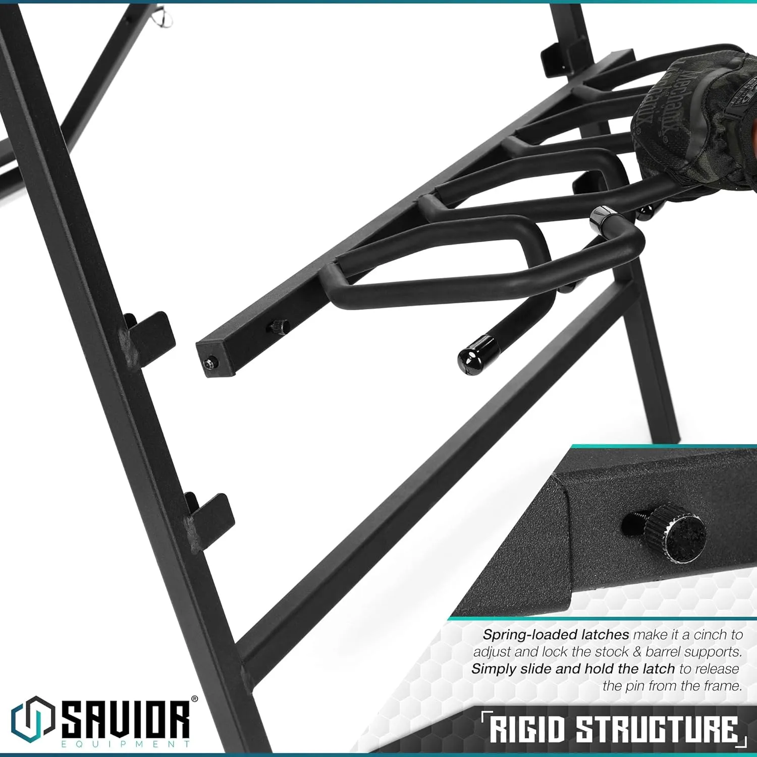 Savior Equipment Portable Folding 9 Gun Free-Standing Rifle Rack, Heavy-Duty Steel Frame, Deer Camp Firearms Display Stand, 2 Height Settings Fit Most Carbine and AR Pistols
