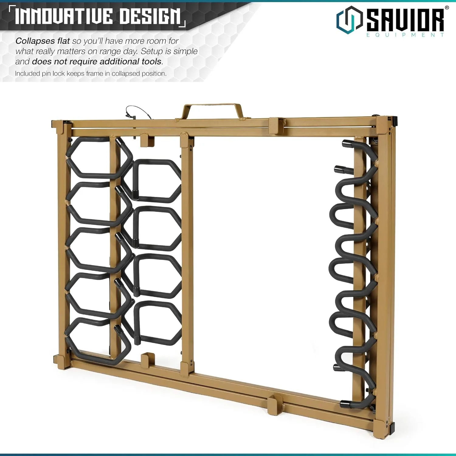Savior Equipment Portable Folding 9 Gun Free-Standing Rifle Rack, Heavy-Duty Steel Frame, Deer Camp Firearms Display Stand, 2 Height Settings Fit Most Carbine and AR Pistols