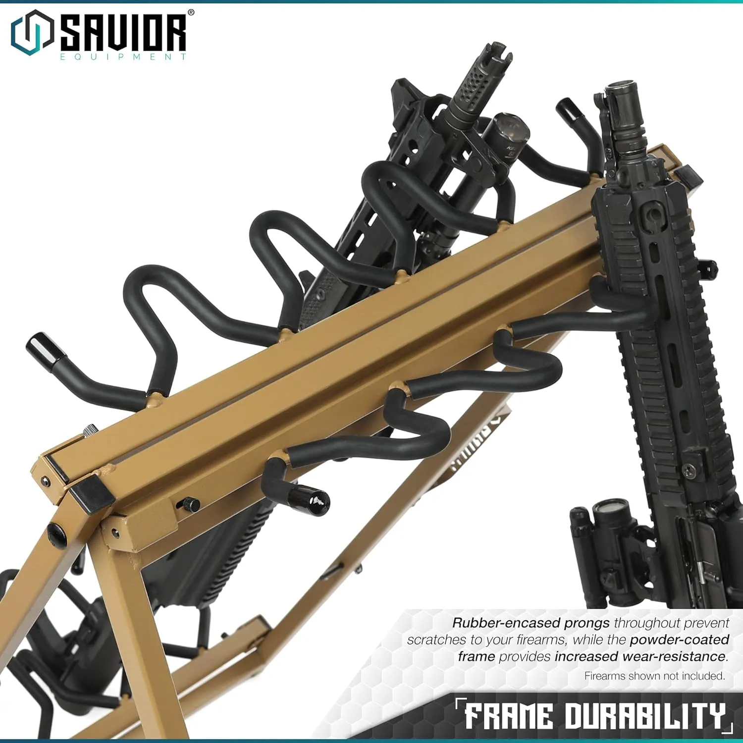 Savior Equipment Portable Folding 9 Gun Free-Standing Rifle Rack, Heavy-Duty Steel Frame, Deer Camp Firearms Display Stand, 2 Height Settings Fit Most Carbine and AR Pistols