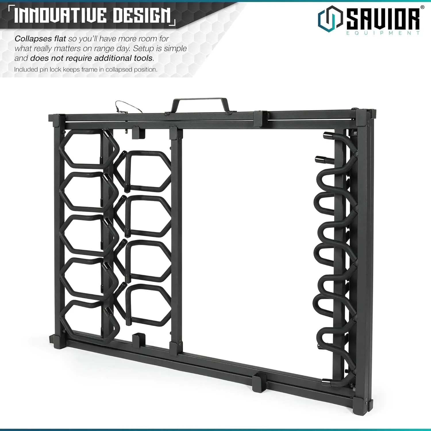 Savior Equipment Portable Folding 9 Gun Free-Standing Rifle Rack, Heavy-Duty Steel Frame, Deer Camp Firearms Display Stand, 2 Height Settings Fit Most Carbine and AR Pistols