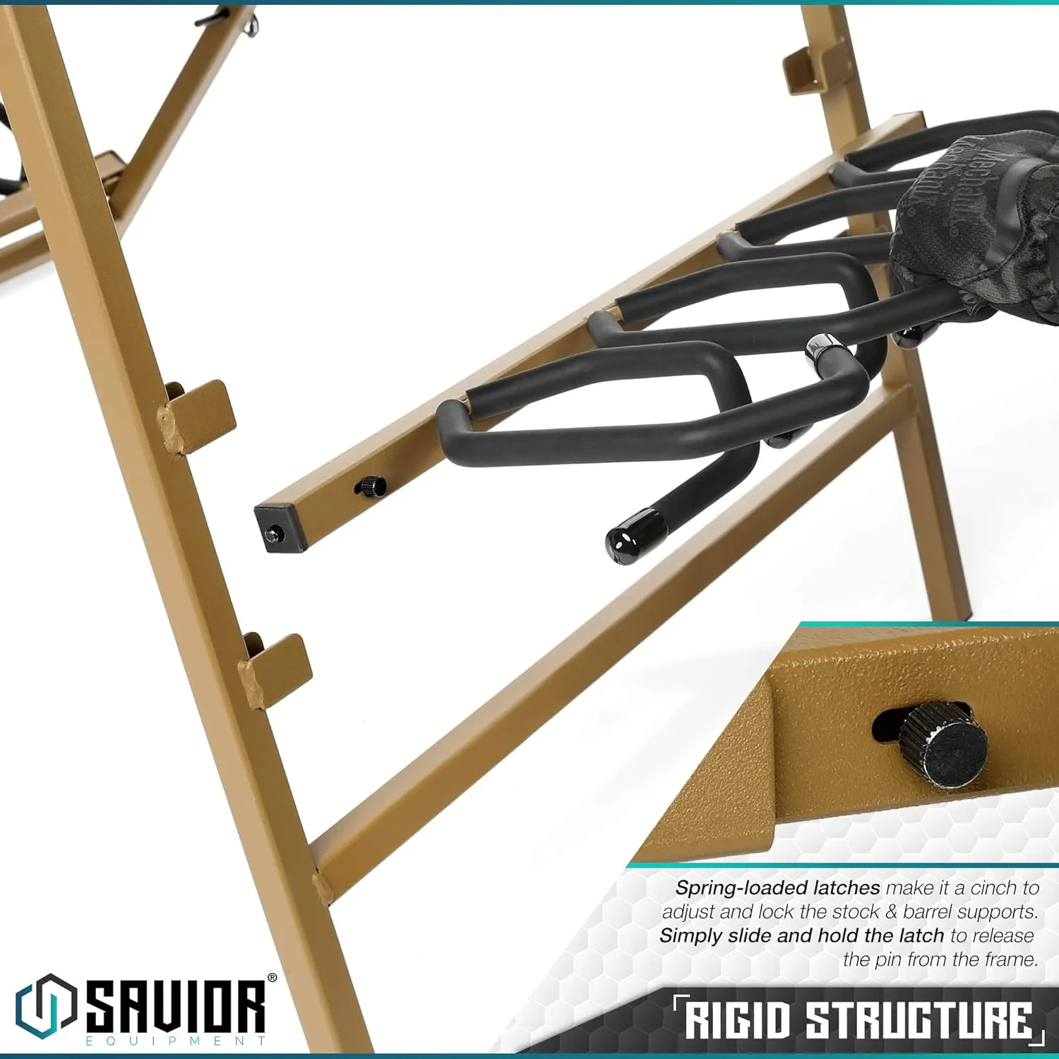 Savior Equipment Portable Folding 9 Gun Free-Standing Rifle Rack, Heavy-Duty Steel Frame, Deer Camp Firearms Display Stand, 2 Height Settings Fit Most Carbine and AR Pistols
