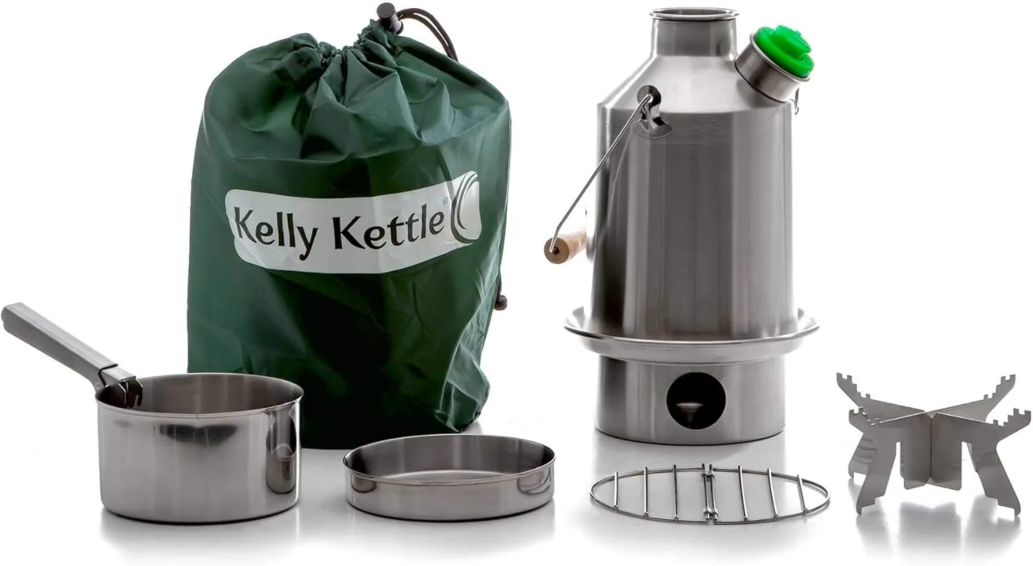 Scout 41 oz. Stainless Steel Kelly Kettle® Basic Kit (1.2 ltr) Rocket Stove Boils water Ultra Fast with just sticks/twigs. For Camping, Fishing, Scouts, Hunting, Emergencies, Hurricanes, Tornados