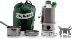 Scout 41 oz. Stainless Steel Kelly Kettle® Basic Kit (1.2 ltr) Rocket Stove Boils water Ultra Fast with just sticks/twigs. For Camping, Fishing, Scouts, Hunting, Emergencies, Hurricanes, Tornados