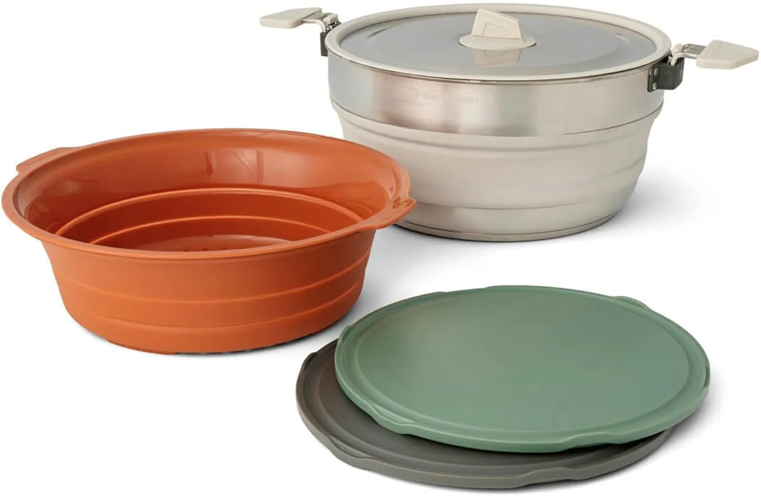 Sea to Summit Detour Essentials Camp Kitchen Kit (5 Liter Pot, Collapsible Colander, 2 Cutting Boards)