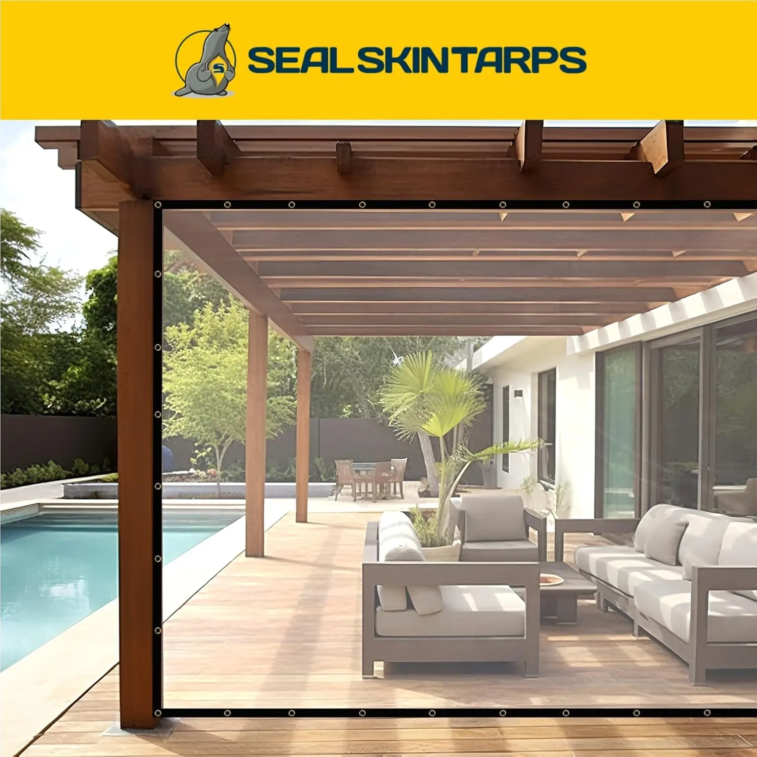 Seal Skin Covers Waterproof Clear Tarp 20x30 FT, 20 Mil 18 OZ 560 GSM Heavy Duty Transparent Vinyl Tarpaulin with Grommets