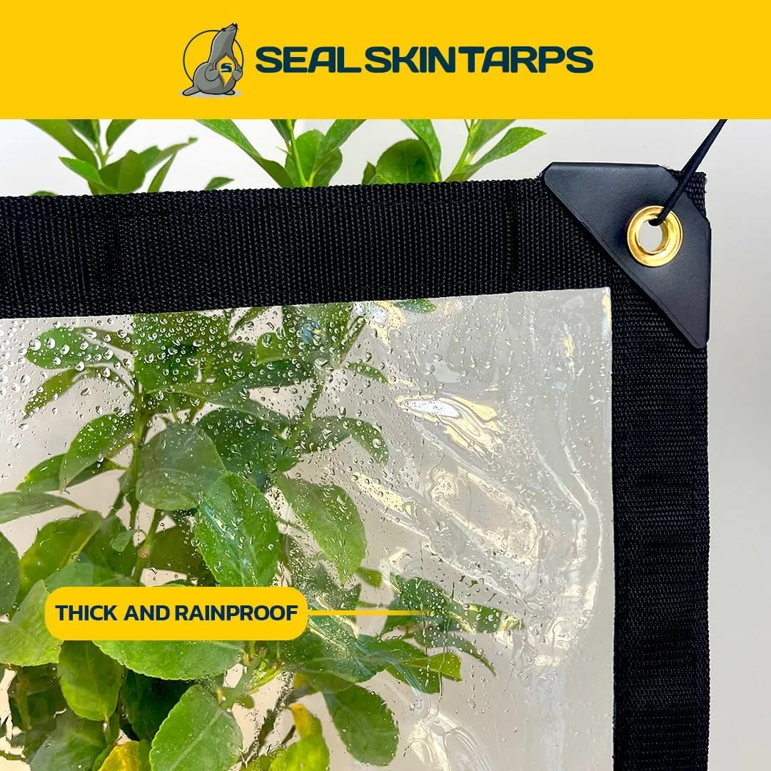 Seal Skin Covers Waterproof Clear Tarp 5x7 FT, 20 Mil 18 OZ 560 GSM Heavy Duty Transparent Vinyl Tarpaulin with Grommets