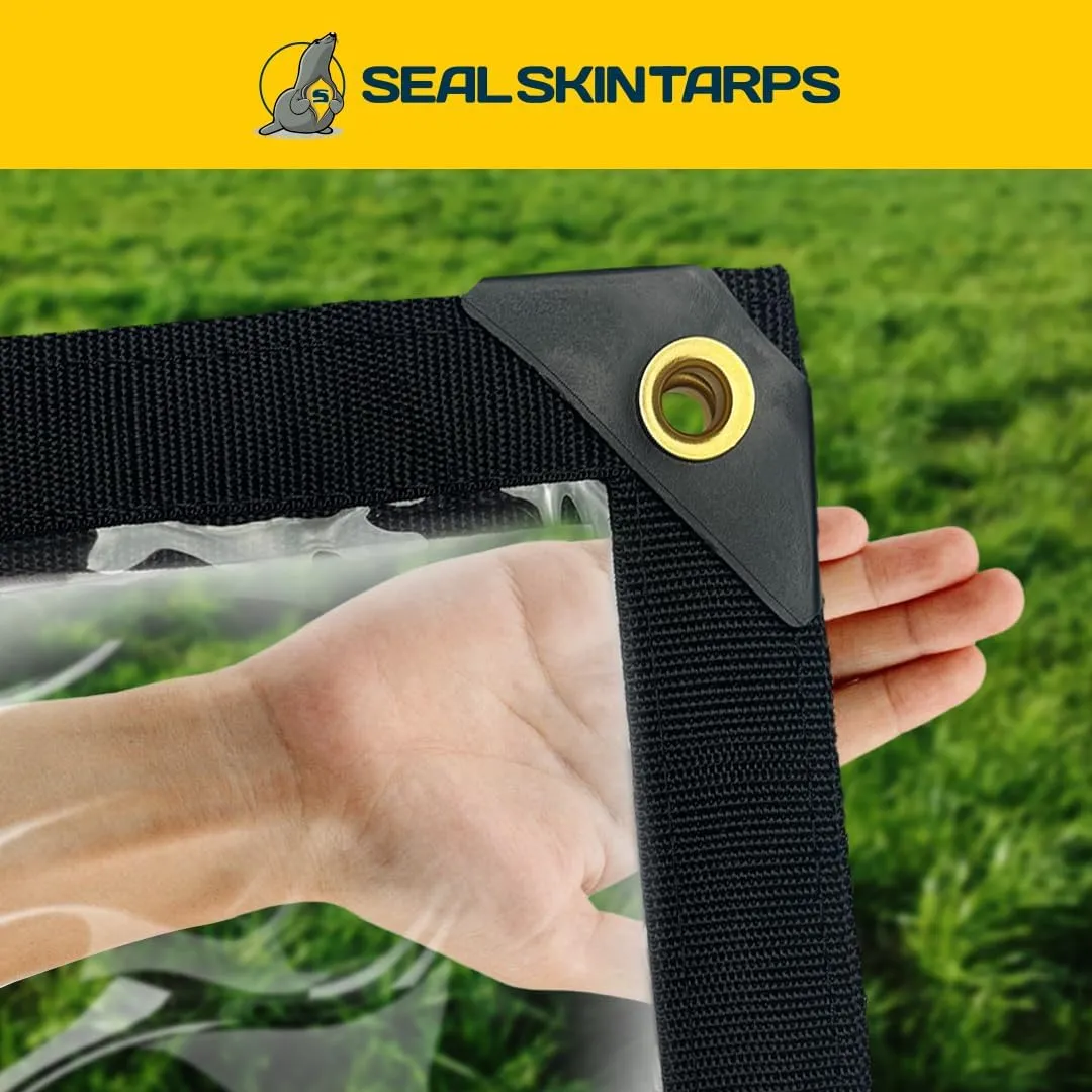 Seal Skin Covers Waterproof Clear Tarp 5x7 FT, 20 Mil 18 OZ 560 GSM Heavy Duty Transparent Vinyl Tarpaulin with Grommets