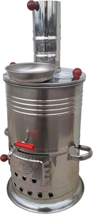 Semaver - Turkish Tea Maker Kettle with single taps -Silver color-chrome & tea makerFree Energy Water Heater Camping Hiking Hunting BBQ Semavor by TURK-SELL