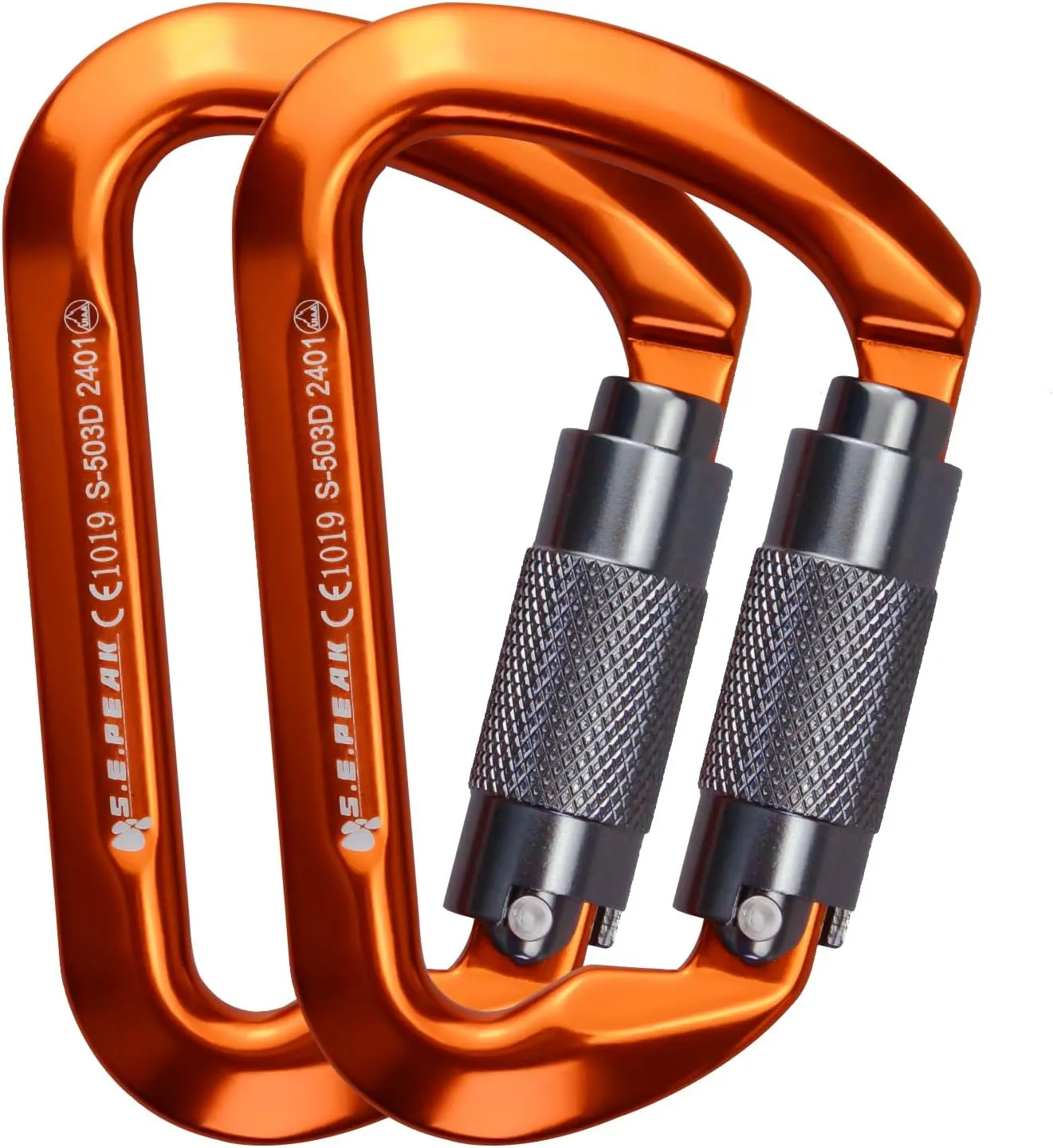 SEPEAK UIAA 30kN Climbing Carabiner Clips, Professional Heavy Duty Twist Locking Carabiners for Climbing,Mountaineering, Rappelling, Camping, Hiking, Swings, Large D Ring Hooks