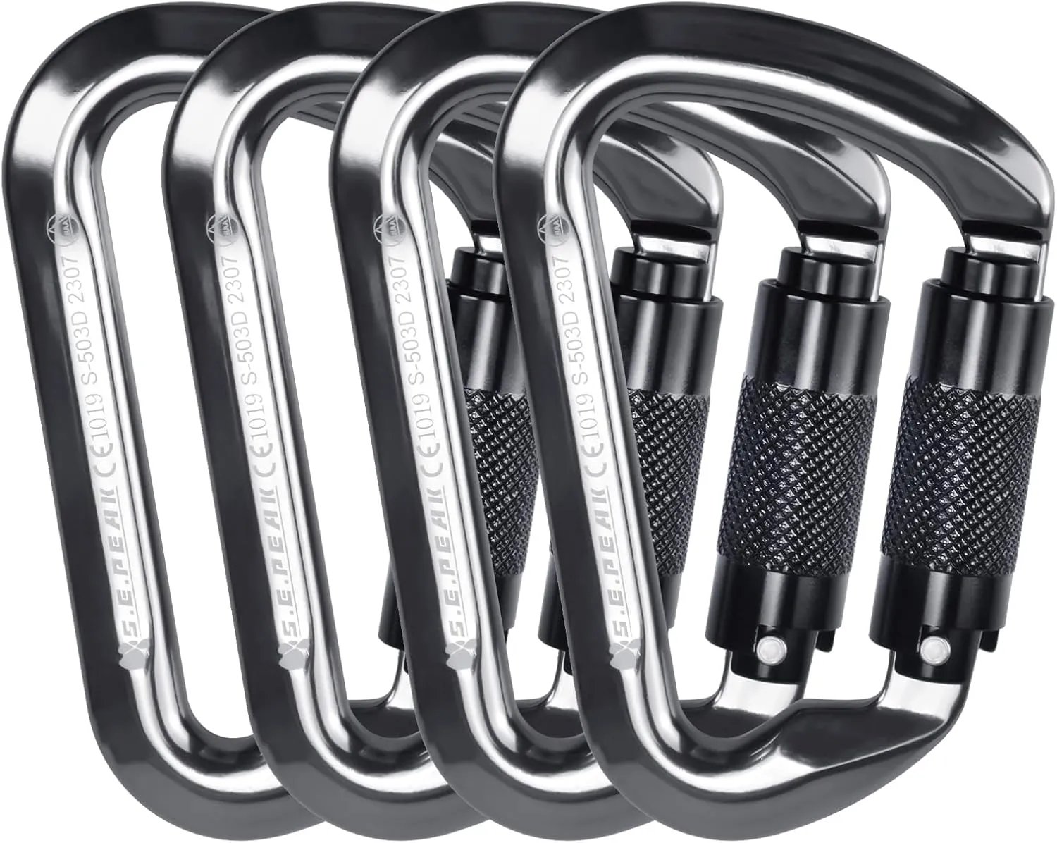 SEPEAK UIAA 30kN Climbing Carabiner Clips, Professional Heavy Duty Twist Locking Carabiners for Climbing,Mountaineering, Rappelling, Camping, Hiking, Swings, Large D Ring Hooks