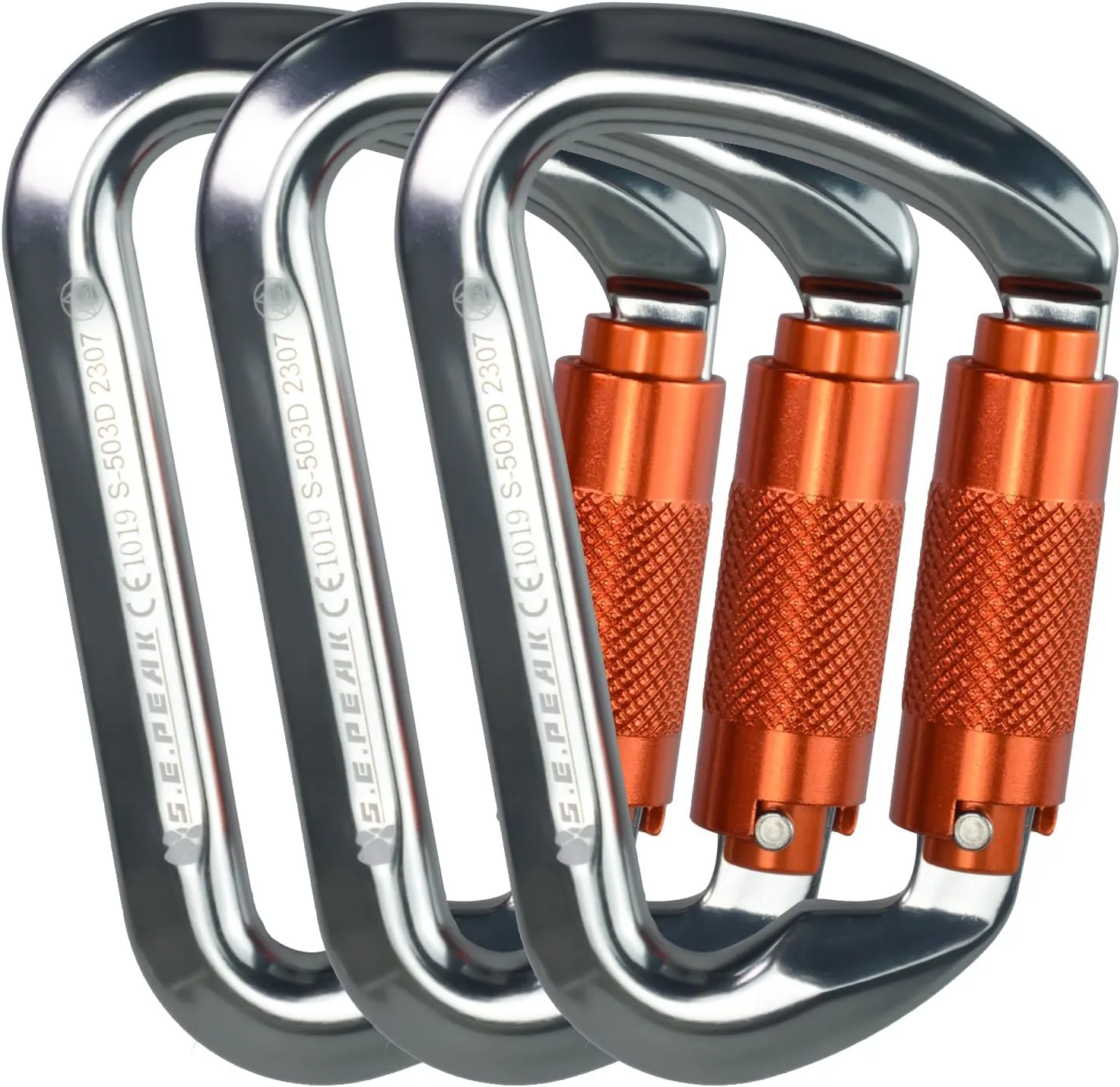 SEPEAK UIAA 30kN Climbing Carabiner Clips, Professional Heavy Duty Twist Locking Carabiners for Climbing,Mountaineering, Rappelling, Camping, Hiking, Swings, Large D Ring Hooks