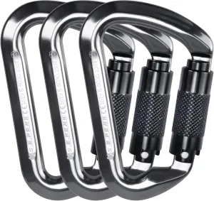 SEPEAK UIAA 30kN Climbing Carabiner Clips, Professional Heavy Duty Twist Locking Carabiners for Climbing,Mountaineering, Rappelling, Camping, Hiking, Swings, Large D Ring Hooks