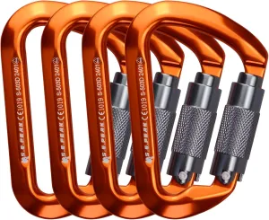 SEPEAK UIAA 30kN Climbing Carabiner Clips, Professional Heavy Duty Twist Locking Carabiners for Climbing,Mountaineering, Rappelling, Camping, Hiking, Swings, Large D Ring Hooks