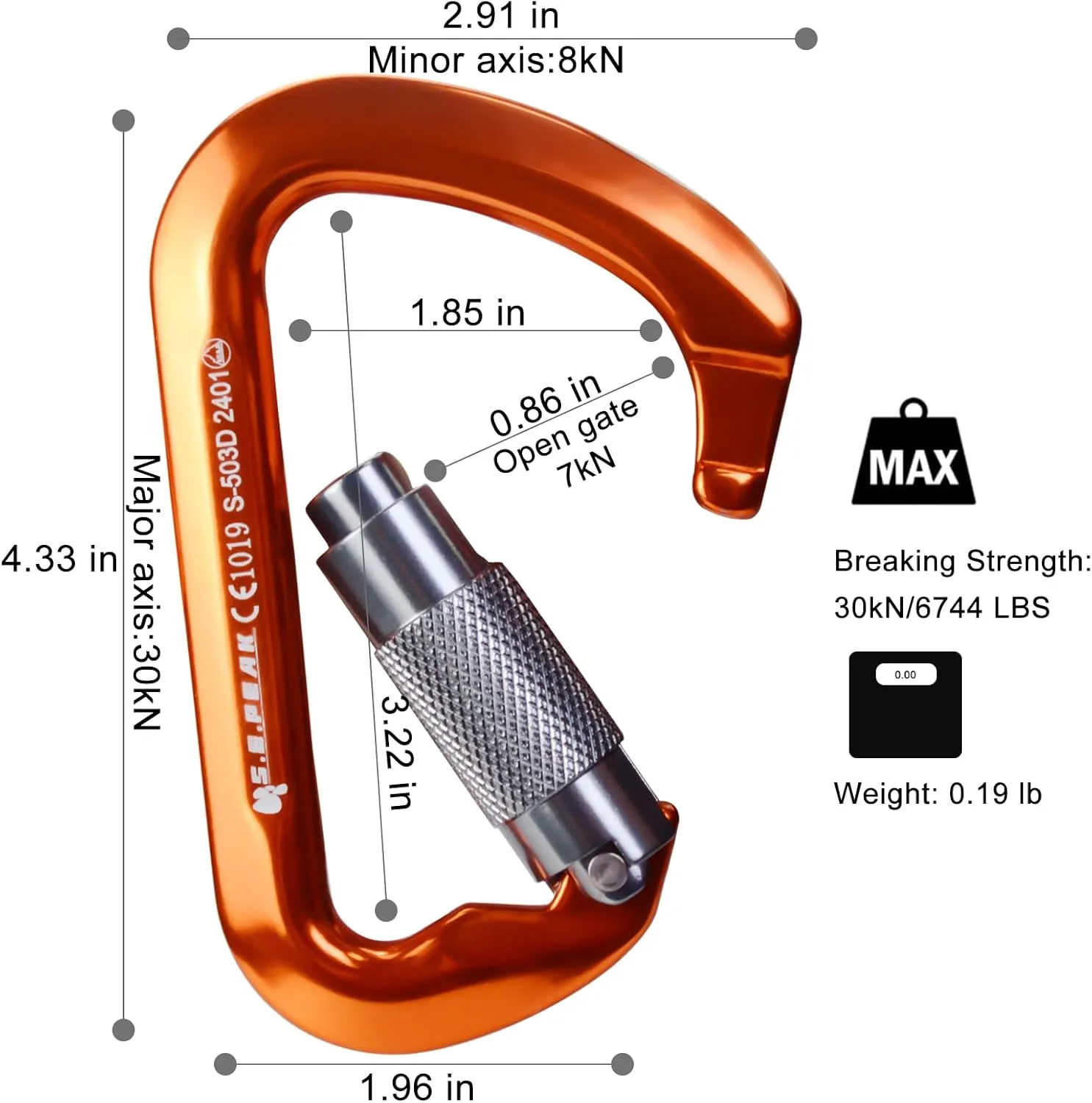 SEPEAK UIAA 30kN Climbing Carabiner Clips, Professional Heavy Duty Twist Locking Carabiners for Climbing,Mountaineering, Rappelling, Camping, Hiking, Swings, Large D Ring Hooks
