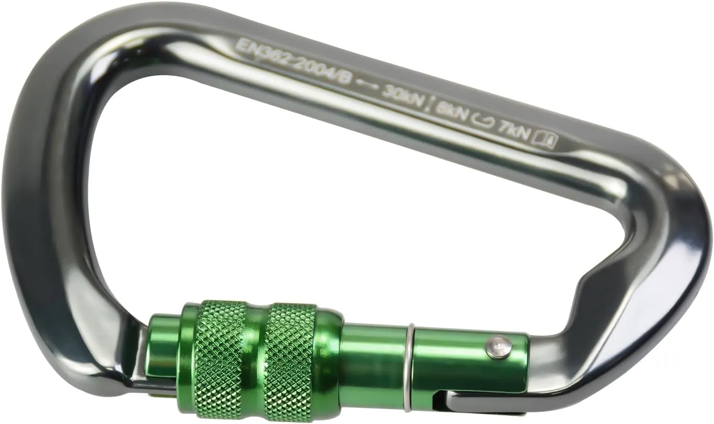 SEPEAK UIAA 30kN Locking Climbing Carabiner, Professional Heavy Duty Screwgate Clip for Outdoor Climbing, Mountaineering, Rappelling, Camping, Hiking, Swing,Large D Carabiner Hook/6744lb