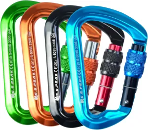 SEPEAK UIAA 30kN Locking Climbing Carabiner, Professional Heavy Duty Screwgate Clip for Outdoor Climbing, Mountaineering, Rappelling, Camping, Hiking, Swing,Large D Carabiner Hook/6744lb