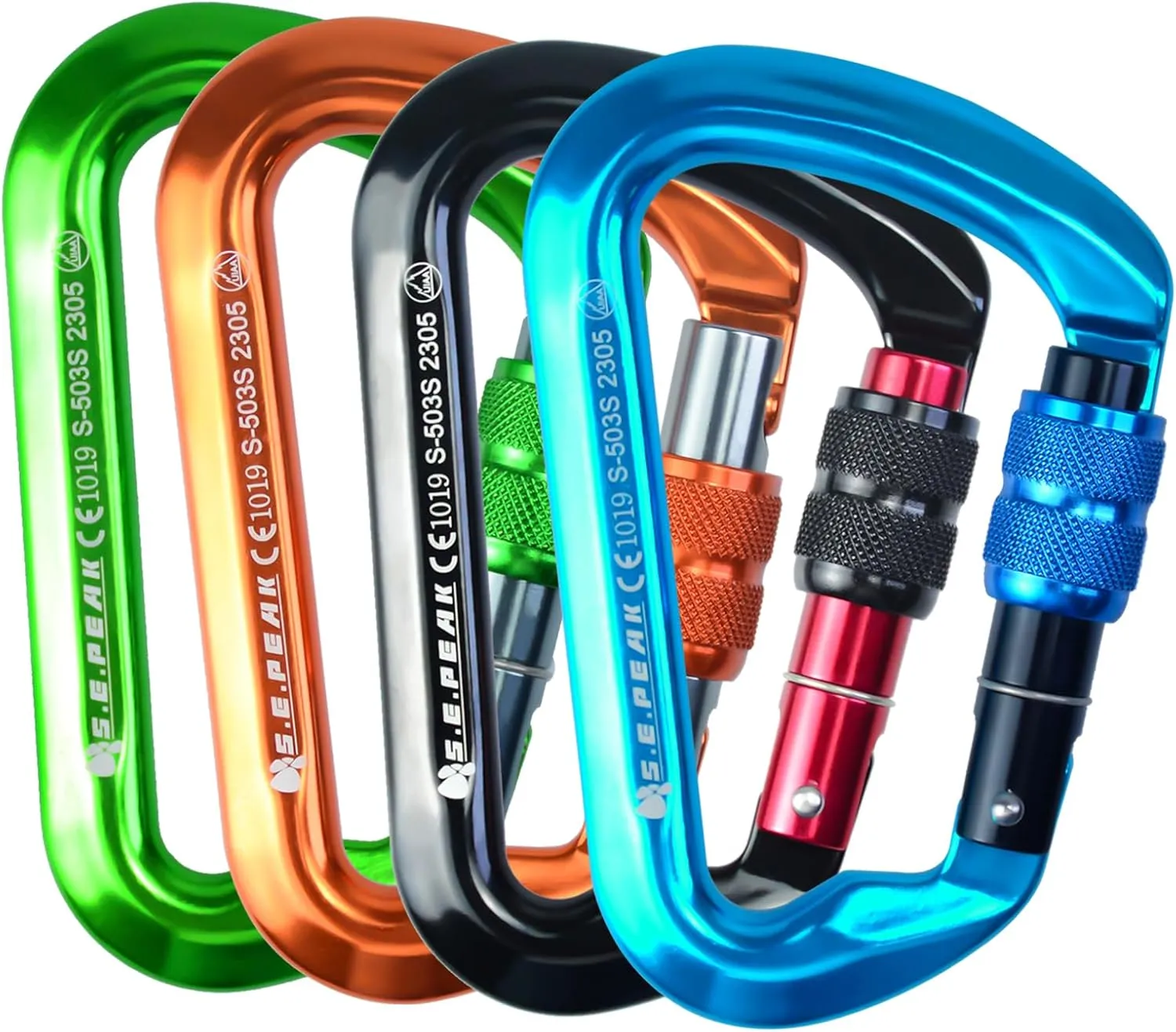 SEPEAK UIAA 30kN Locking Climbing Carabiner, Professional Heavy Duty Screwgate Clip for Outdoor Climbing, Mountaineering, Rappelling, Camping, Hiking, Swing,Large D Carabiner Hook/6744lb