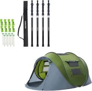Set of 4 Telescoping Tarp Poles, Heavy Duty 7.67ft Aluminum Tent Poles for Tarp & 4 Persons Pop Up Tent, Tent with Skylight